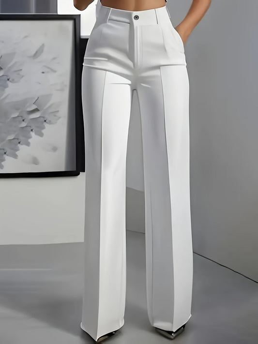 Pantalon taille haute femme jambe large coupe moderne