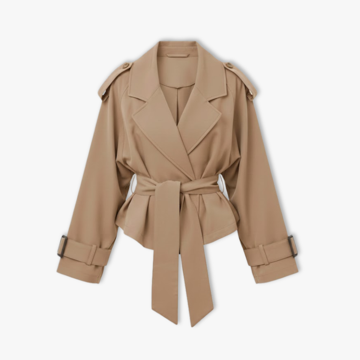 Trench court femme coupe-vent lacets revers structurés