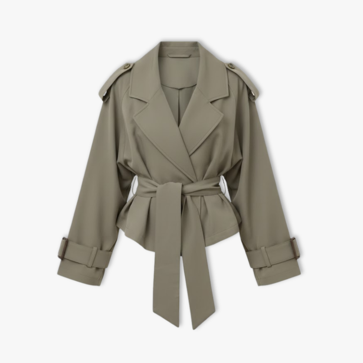 Trench court femme coupe-vent lacets revers structurés