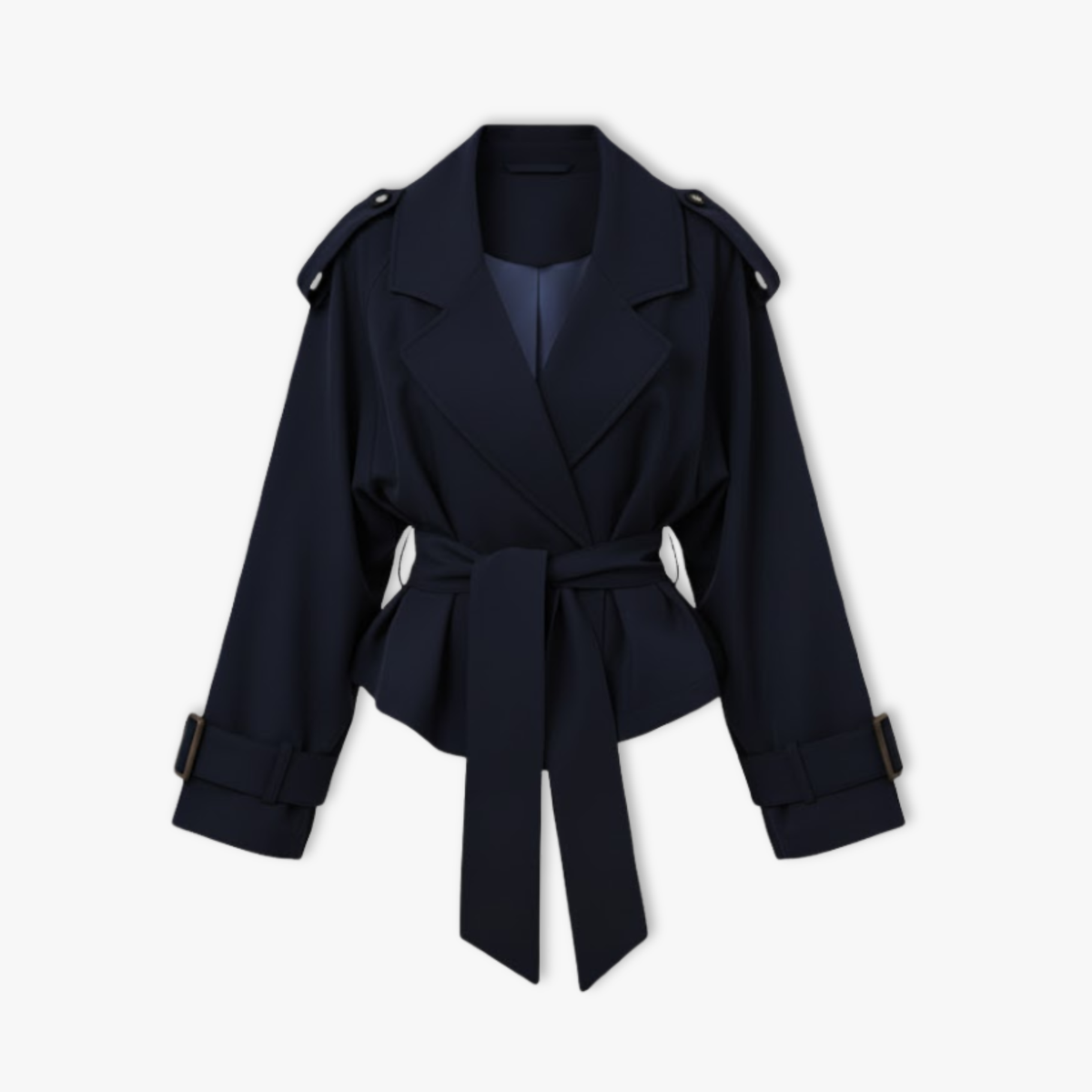 Trench court femme coupe-vent lacets revers structurés