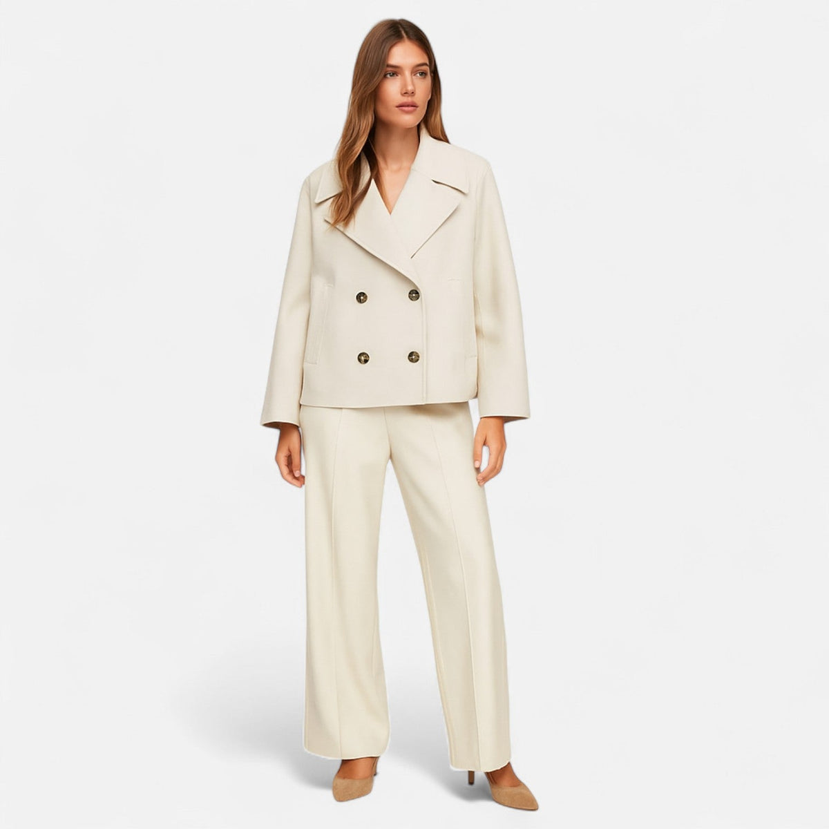 Veste femme minimaliste cintrée coupe tailleur moderne