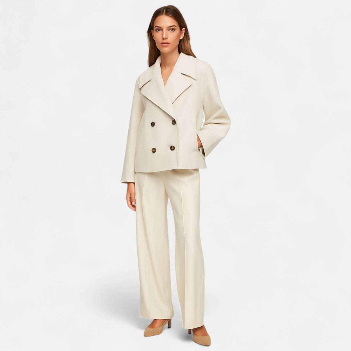 Veste femme minimaliste cintrée coupe tailleur moderne