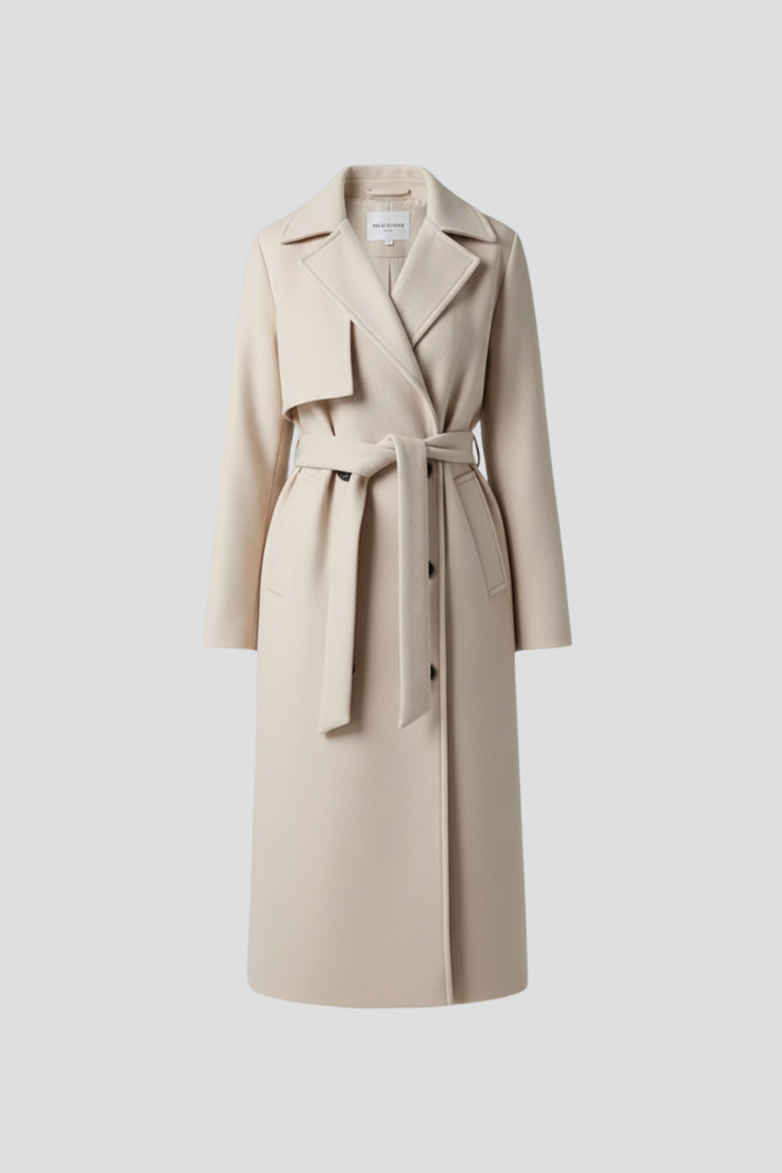 Manteau long femme double boutonnage ceinture élégant