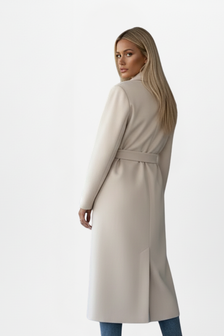 Manteau long femme double boutonnage ceinture élégant