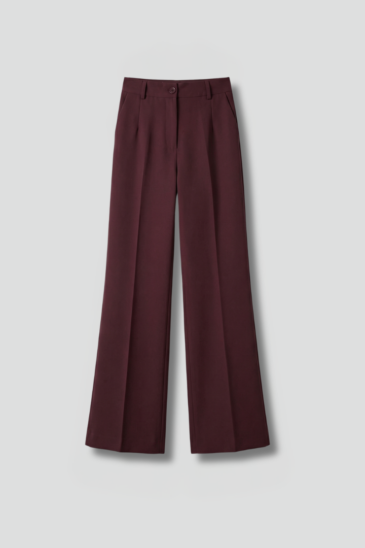Pantalon femme taille haute jambe droite pull-on confort