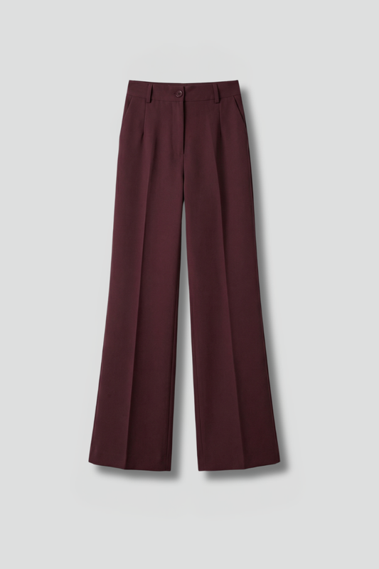 Pantalon femme taille haute jambe droite pull-on confort