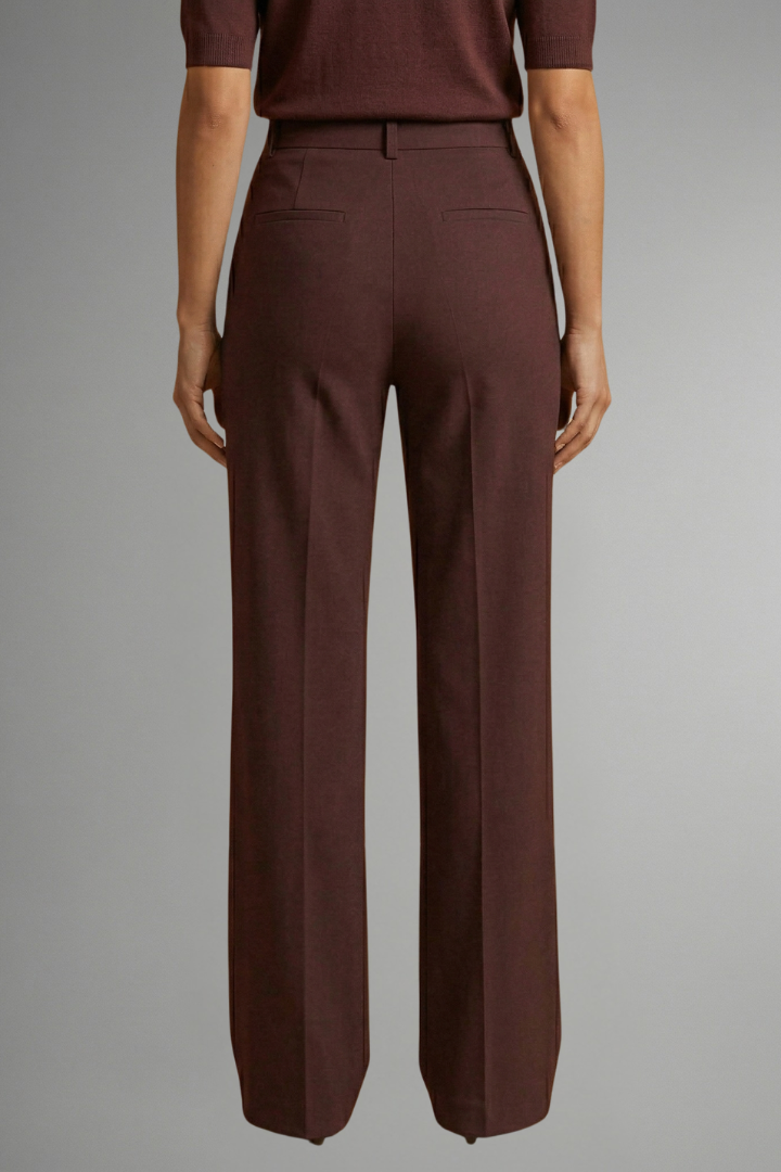 Pantalon femme taille haute jambe droite pull-on confort