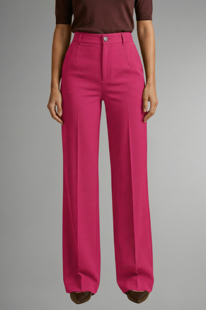 Pantalon femme taille haute jambe droite pull-on confort