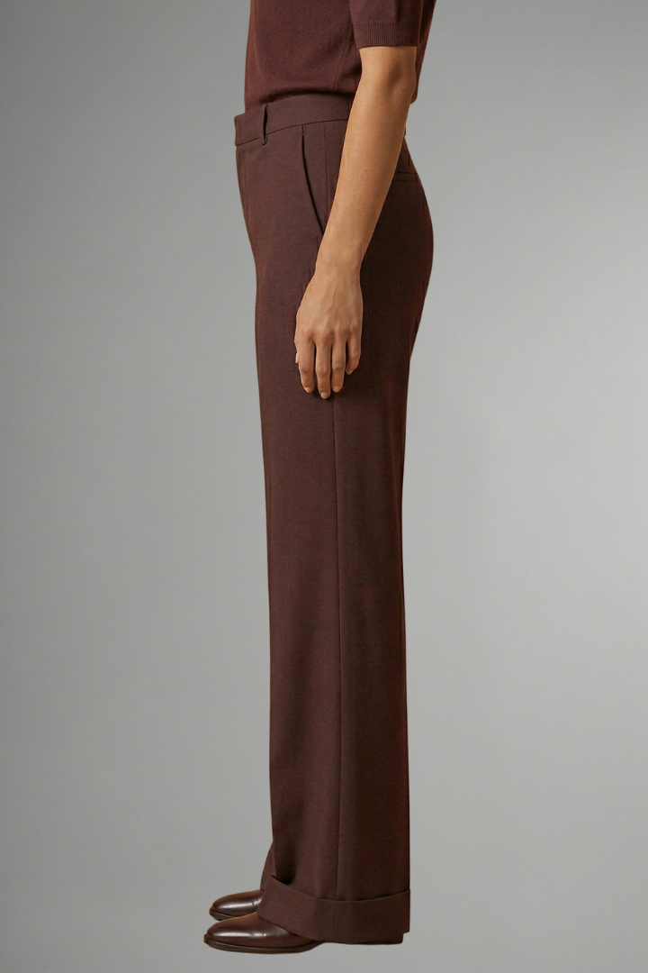 Pantalon femme taille haute jambe droite pull-on confort