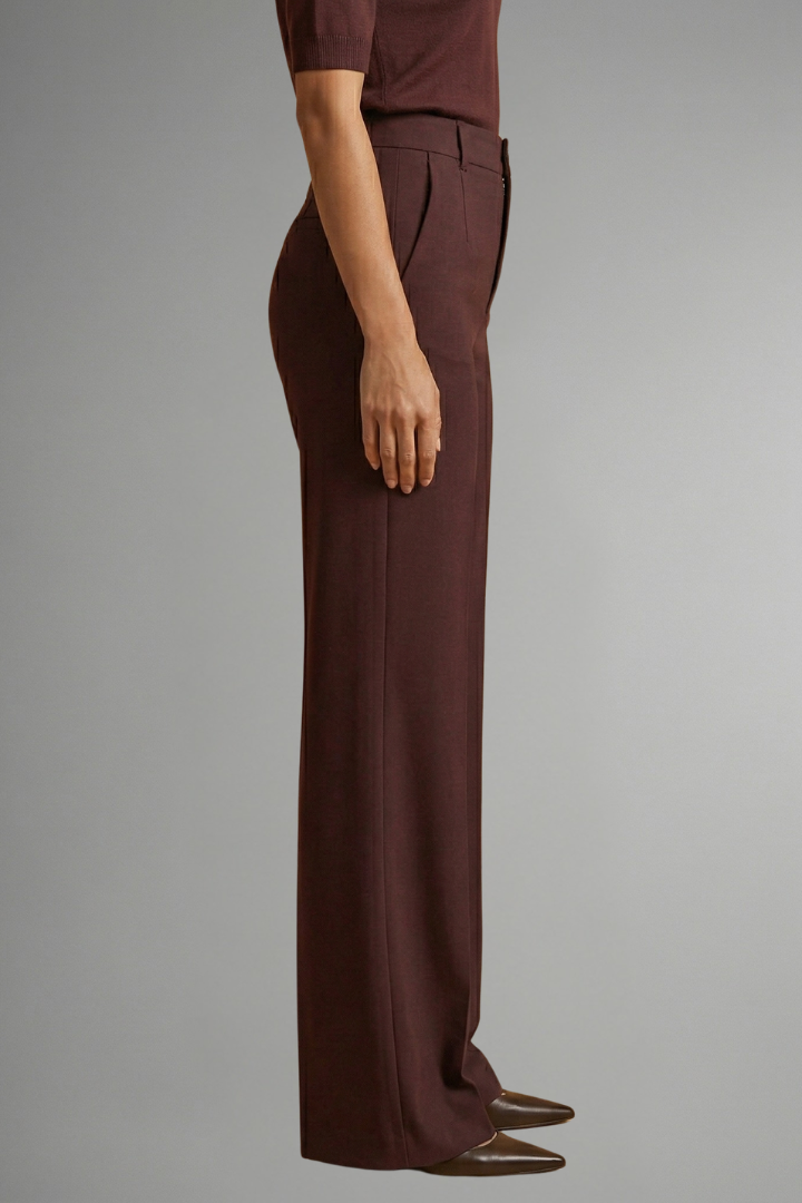 Pantalon femme taille haute jambe droite pull-on confort